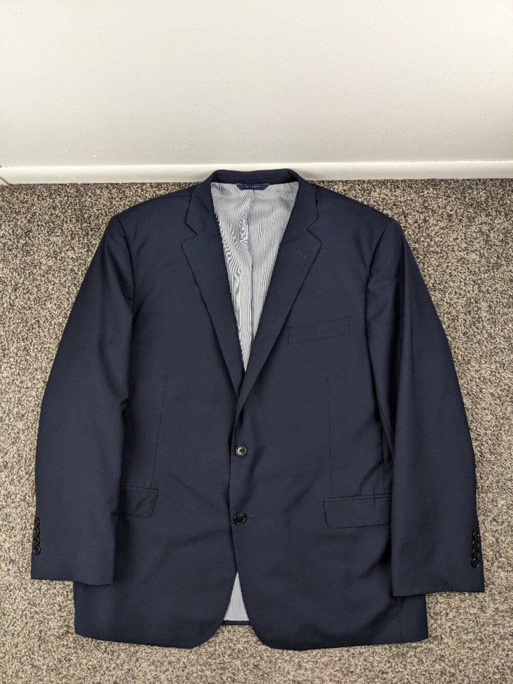 Brooks Brothers Sport Coat Wool Explorer Solid Navy Blue 46R Regent Fit $349